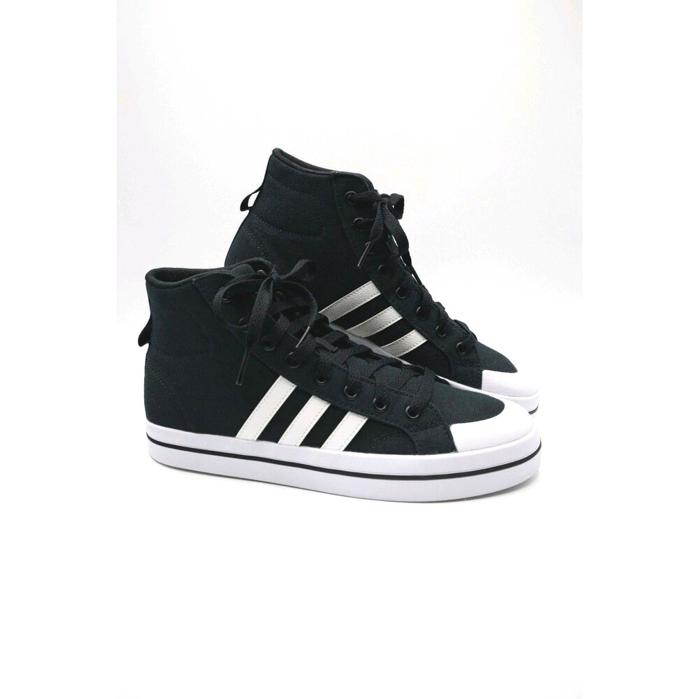 Adidas Bravada Mid Lace-Up Mid Top Canvas Sneakers Black/White US Size 9 FY4488